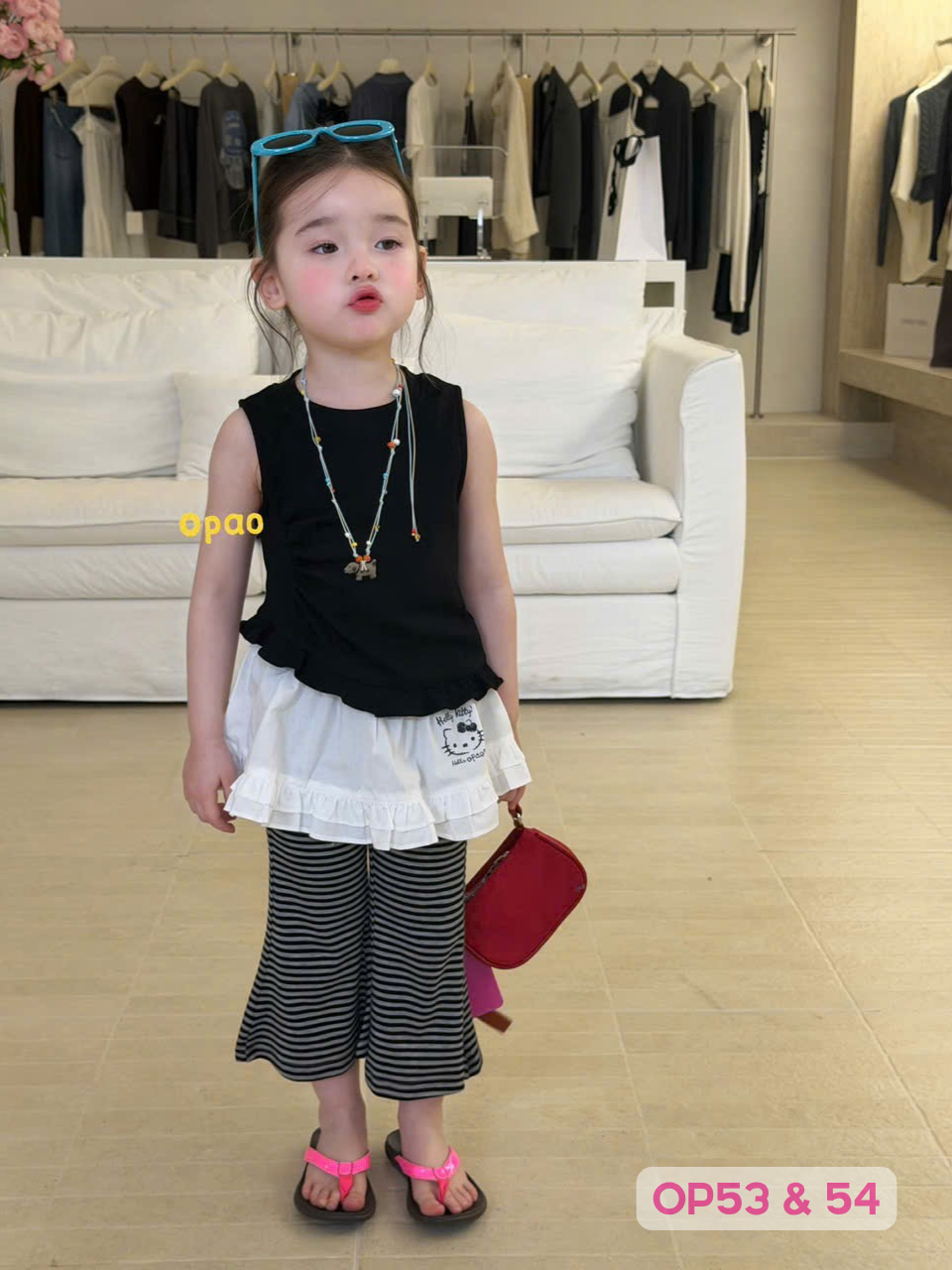 OP53 - Áo cotton sát nách bèo lai đen trơn hãng Opao