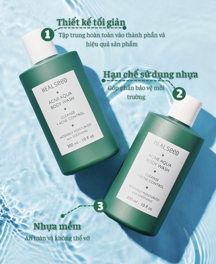 HEALSEED ACNE AQUA BODY WASH - Sữa Tắm Giảm Mụn Cơ Thể & Làm Sạch Sâu – Salicylic Acid & 7HA – 300ml - [HS008]_thumbnail_3