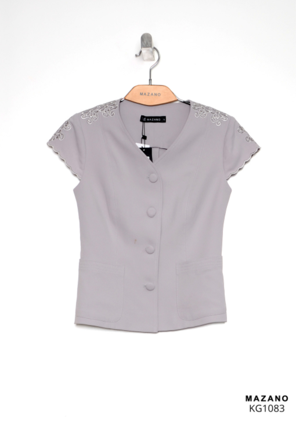 Bộ Áo ký giả ngắn tay và Chân váy juyp vải Tuytxi màu ghi xanh_thumbnail_6