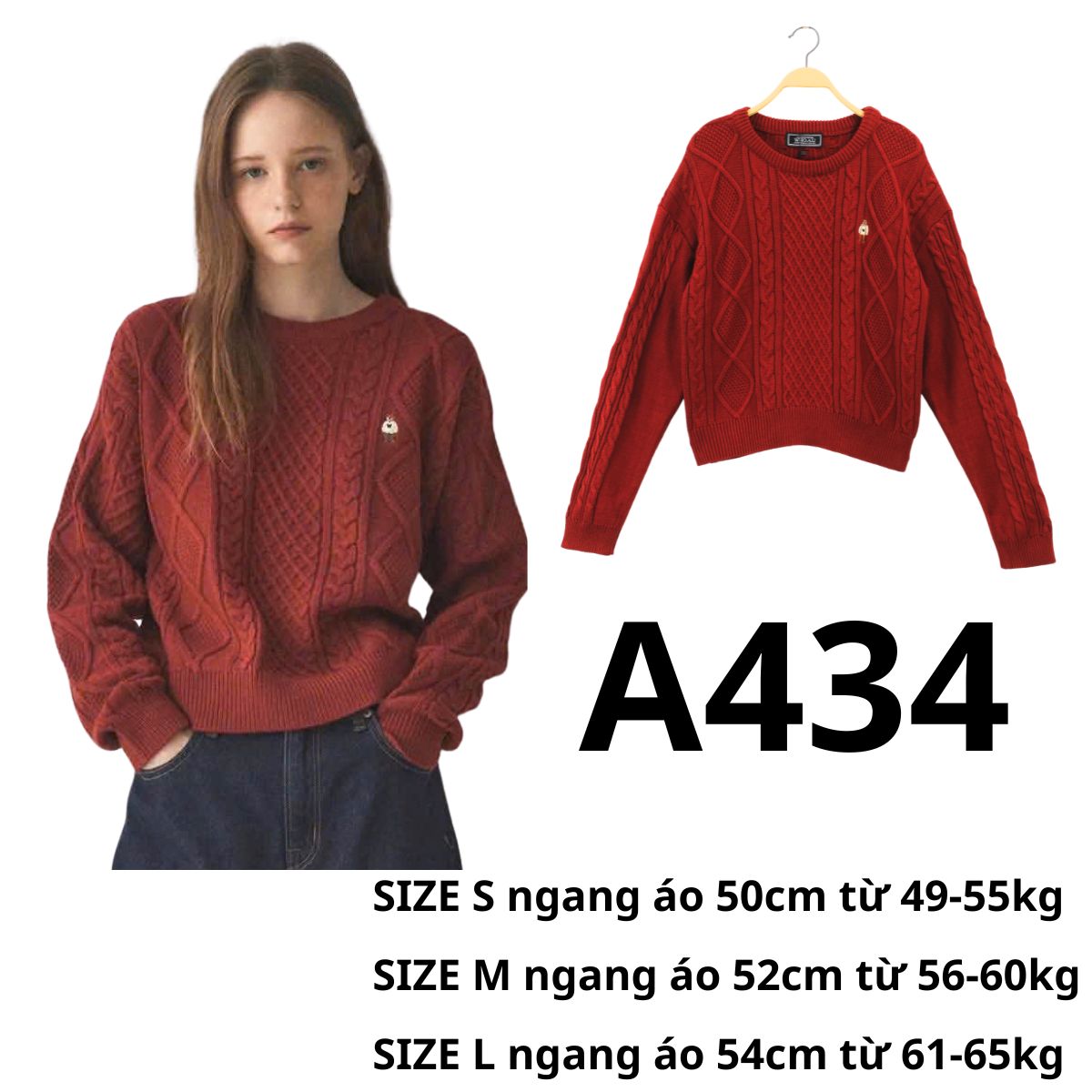 A434 - Áo len đỏ