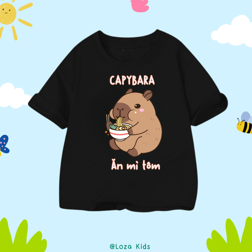 Áo thun cho bé in hình 'Capybara ăn mì tôm' - Loza Kids AT2784_thumbnail_6