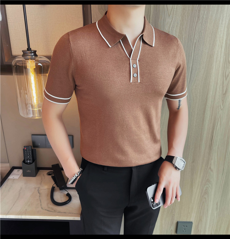 PA45 – Áo polo nam lụa lạnh viền màu tương phản Douyin_thumbnail_7