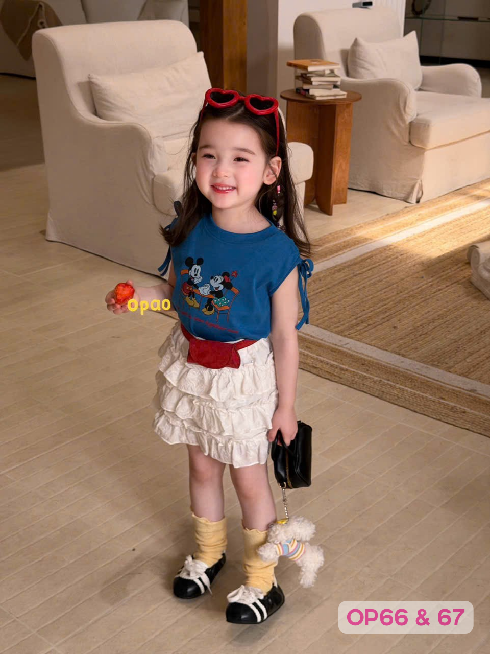 OP66 - Áo cotton sát nách buộc vai in hình hãng Opao