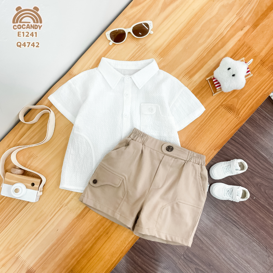 Quần cộc kaki BE can túi lượn sóng