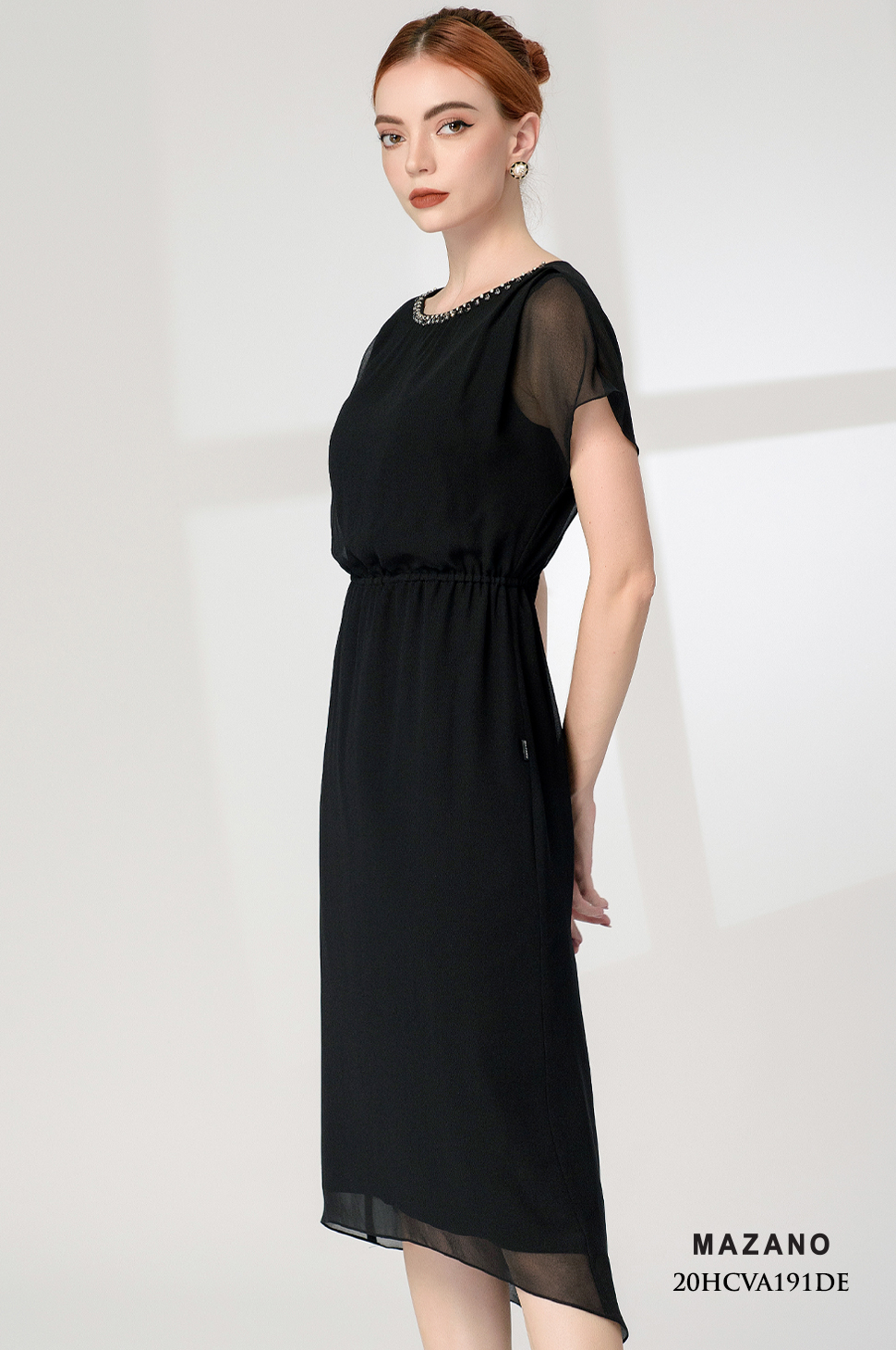 Đầm đen bùng eo mullet tay liền cổ trang trí_thumbnail_3