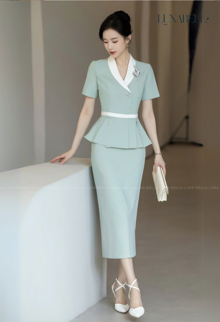 Set vest ngắn tay ANAYA màu XANH