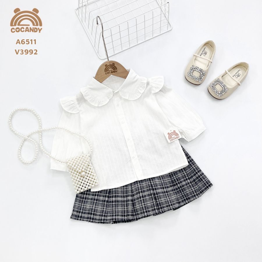 Áo dài TRẮNG cổ viền bèo vai phối bèo_thumbnail_6