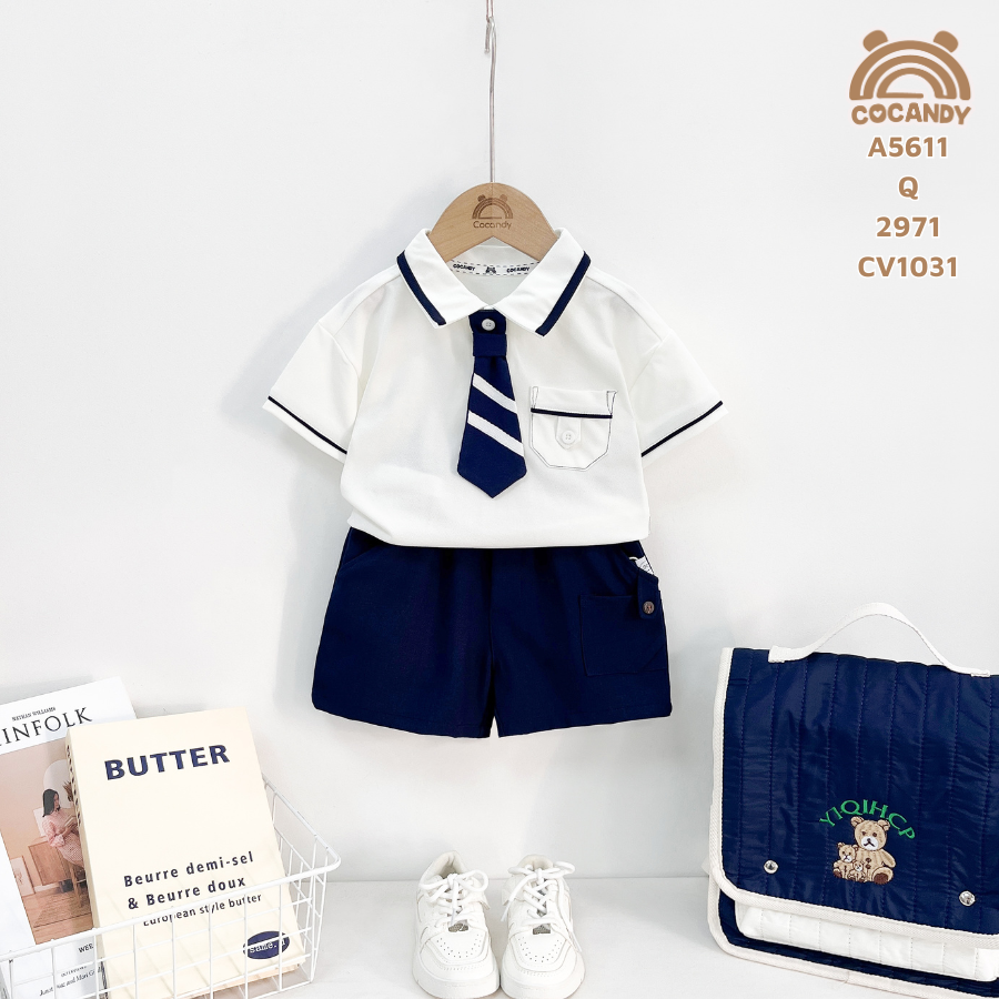 Áo cộc polo TRẮNG phối XTHAN túi ngực