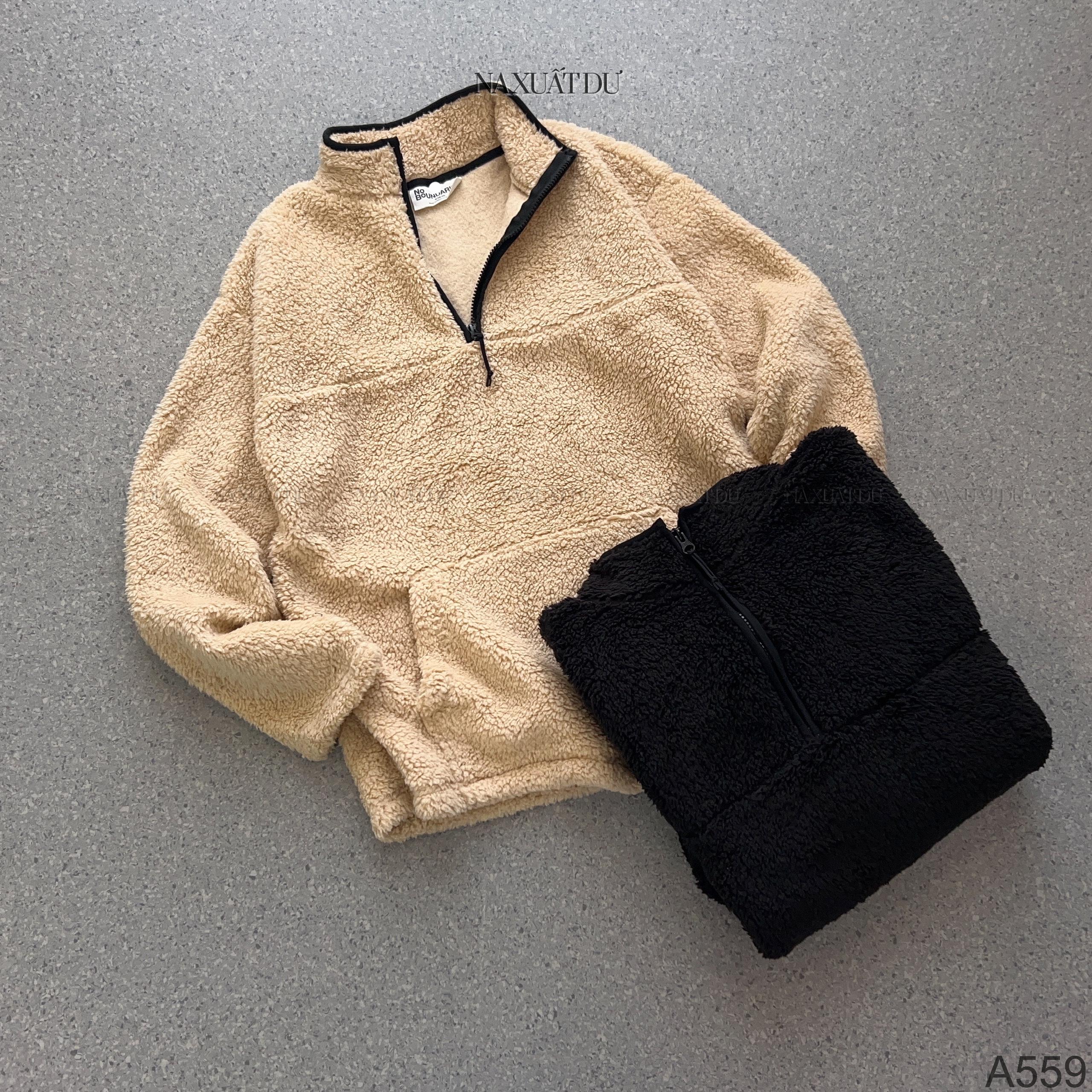 Set 2 Áo lông cổ có dây kéo unisex 