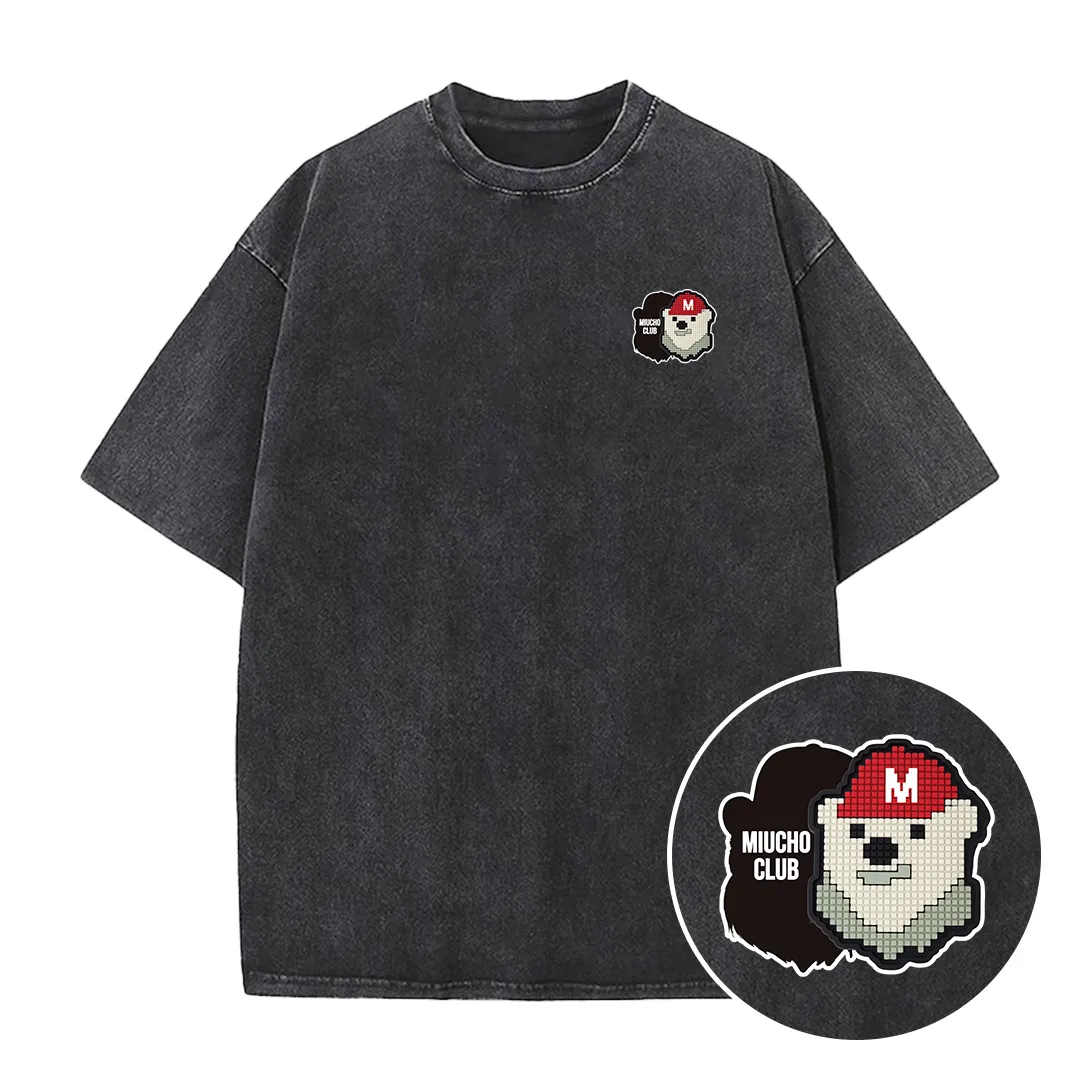 Áo thun form rộng Miucho cotton co giãn thoáng mát cổ tròn họa tiết nhỏ in mix 2669