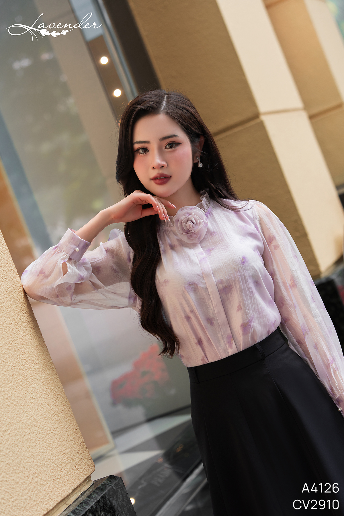 Set Áo sơ mi tơ ngọc trai hoa tím cổ bèo A4126_thumbnail_2