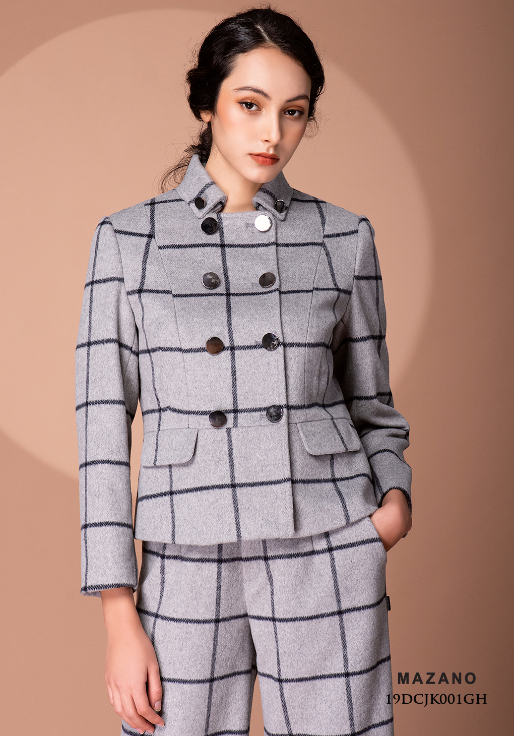 Áo khoác ngắn vải lông cừu (mặc cùng quần suông thành một bộ)_thumbnail_2