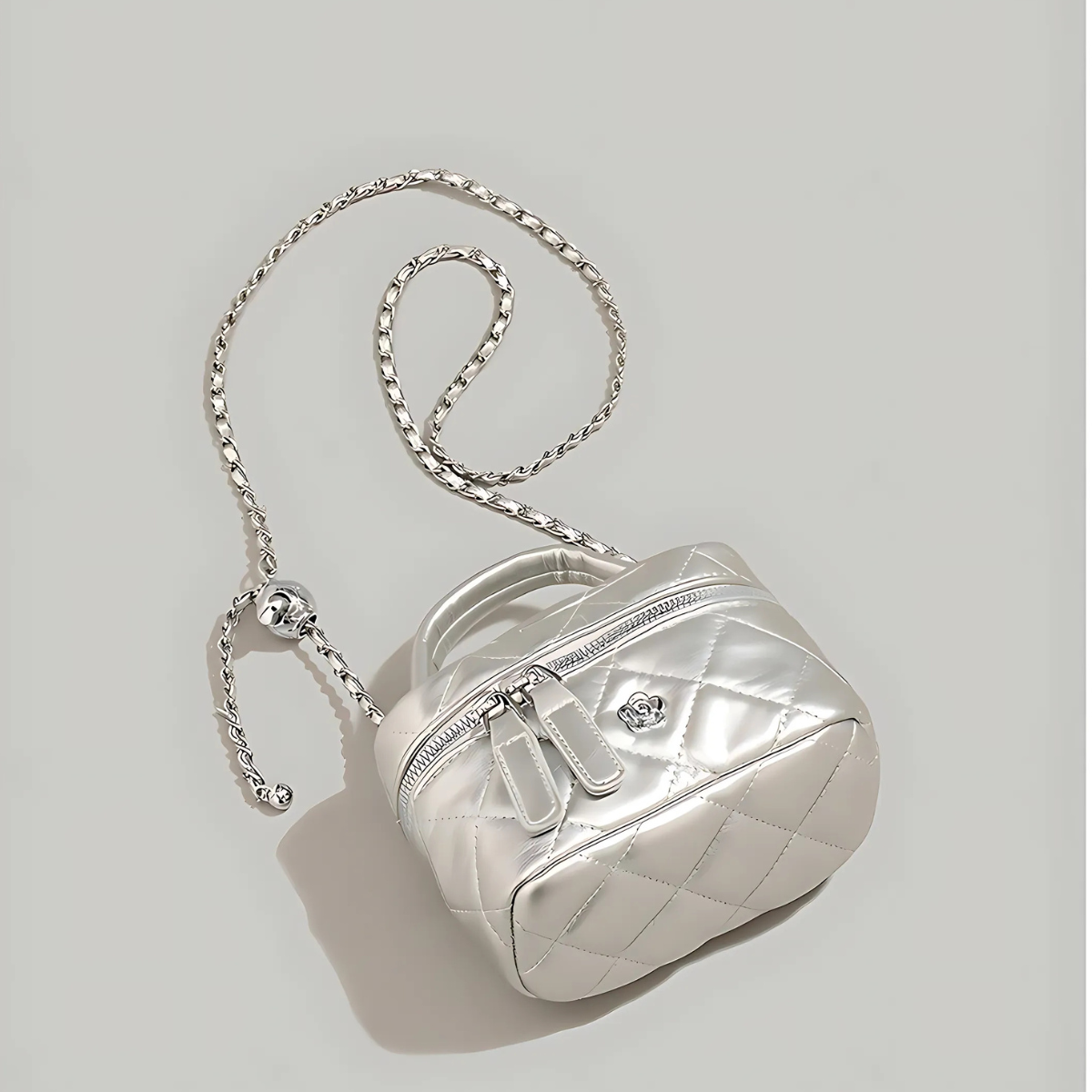 UHE 2503 – túi mini da ánh kim cao cấp, thiết kế thời thượng, 2 màu bạc & đen sang trọng_thumbnail_4