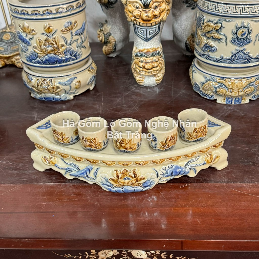 Đồ Thờ Cúng Chum Nước Thờ Cúng Hoàng Thổ - Rượu, Kỷ nước Thờ Cúng - rượu Rồng đắp nổi Bát Tràng_thumbnail_3