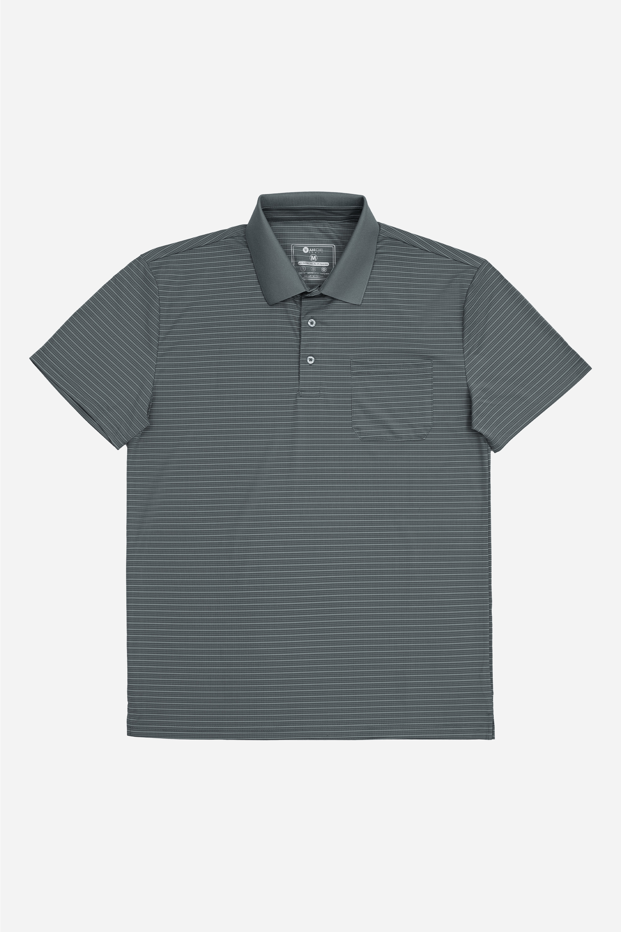 Áo Polo Túi Ngực Nam Trung Niên ANCHI Chất Liệu Cotton Cao Cấp Có Xẻ Tà Màu Ghi