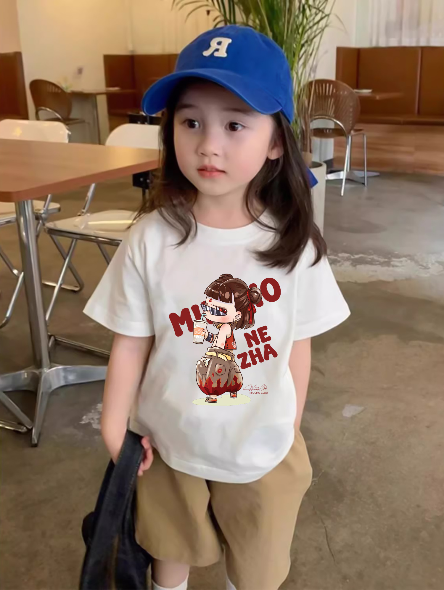 Áo thun bé gái Natra dễ thương 2017 Miucho Kid cổ tròn vải cotton co giãn thoáng mát in mix_thumbnail_3