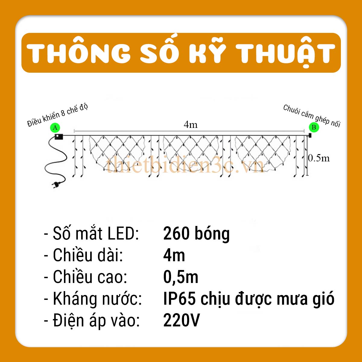 LED Đuôi Công Trang Trí Sự kiện trong nhà ngoài trời 8 chế độ nháy có kháng nước bền bỉ_thumbnail_2