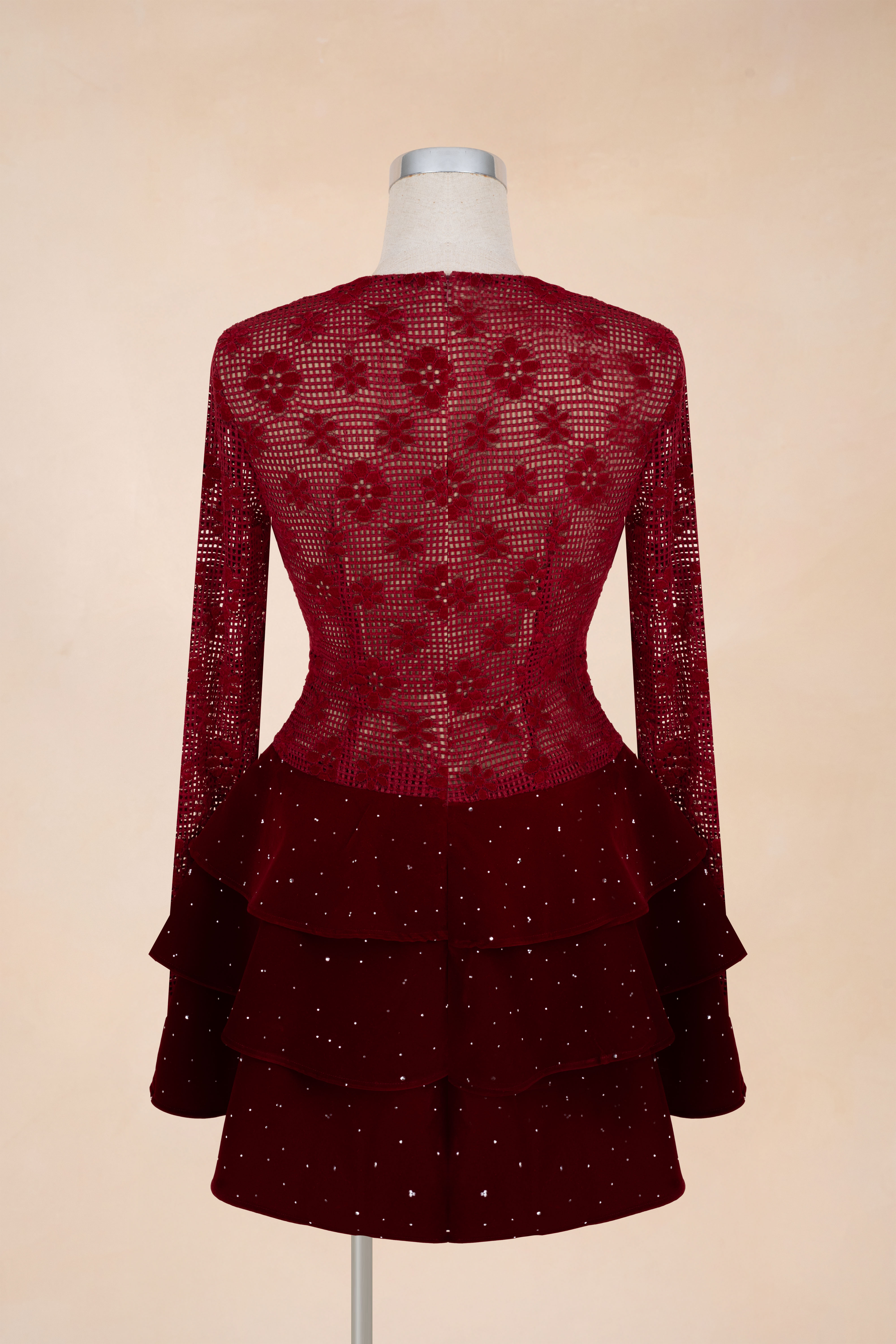 Đầm Xòe Cổ V Ép Nhiệt Đá Dáng Ngắn_thumbnail_2