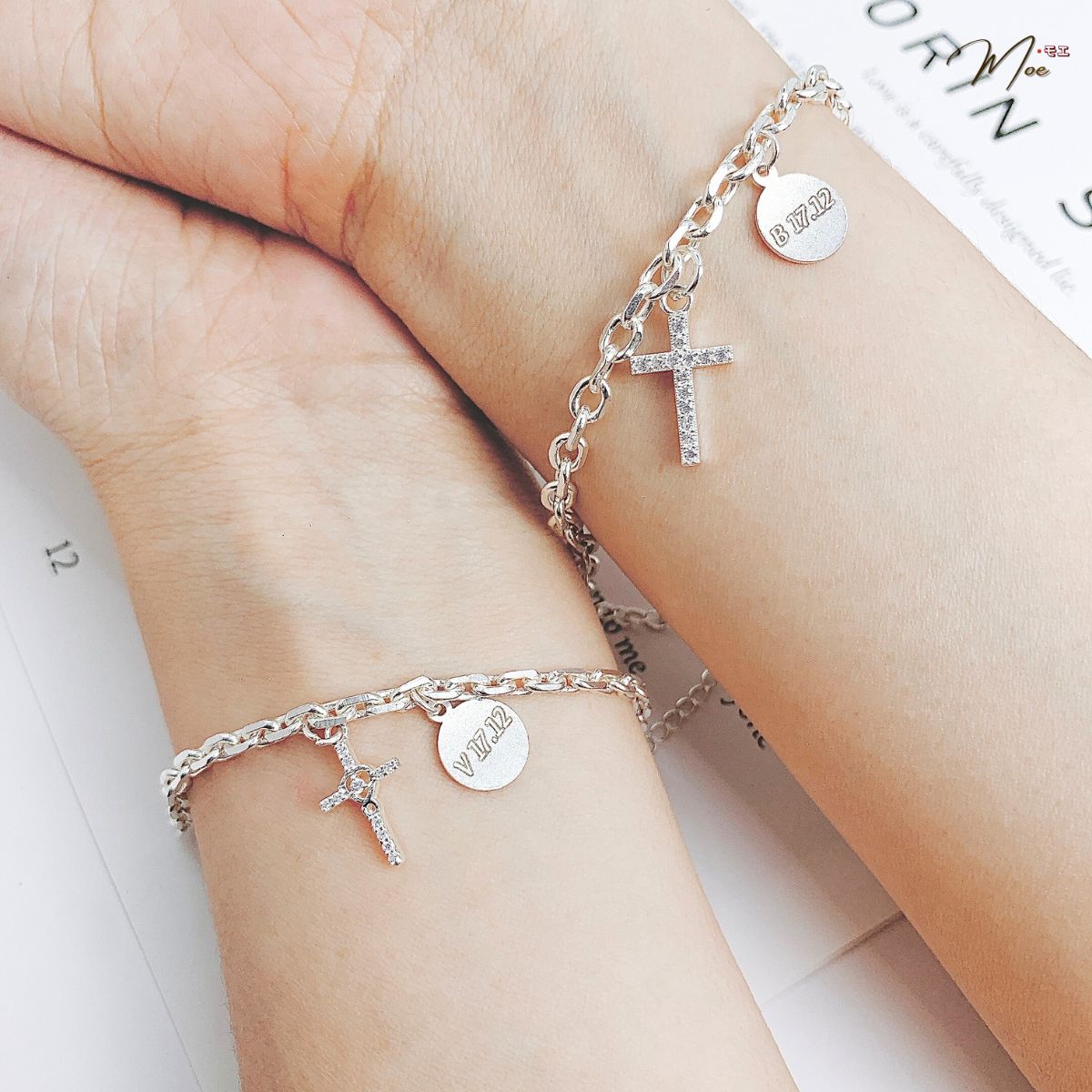 ĐT46 - Lắc tay đôi họng xích thánh giá kèm charm khắc theo yêu cầu_thumbnail_2