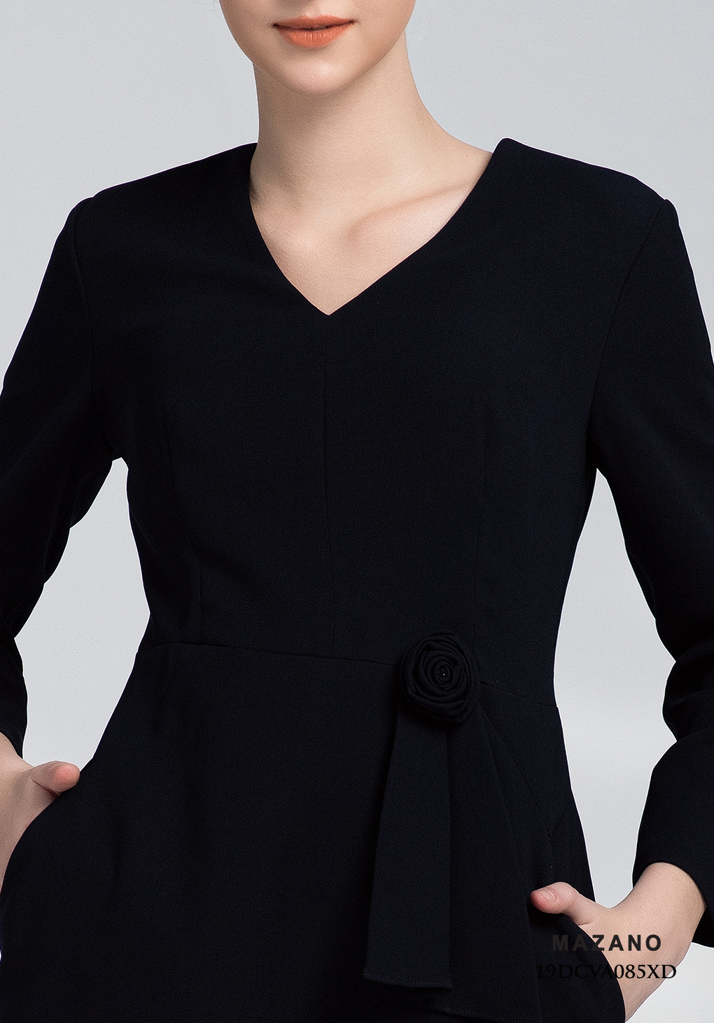 Đầm xanh cổ tim peplum đính hoa_thumbnail_4