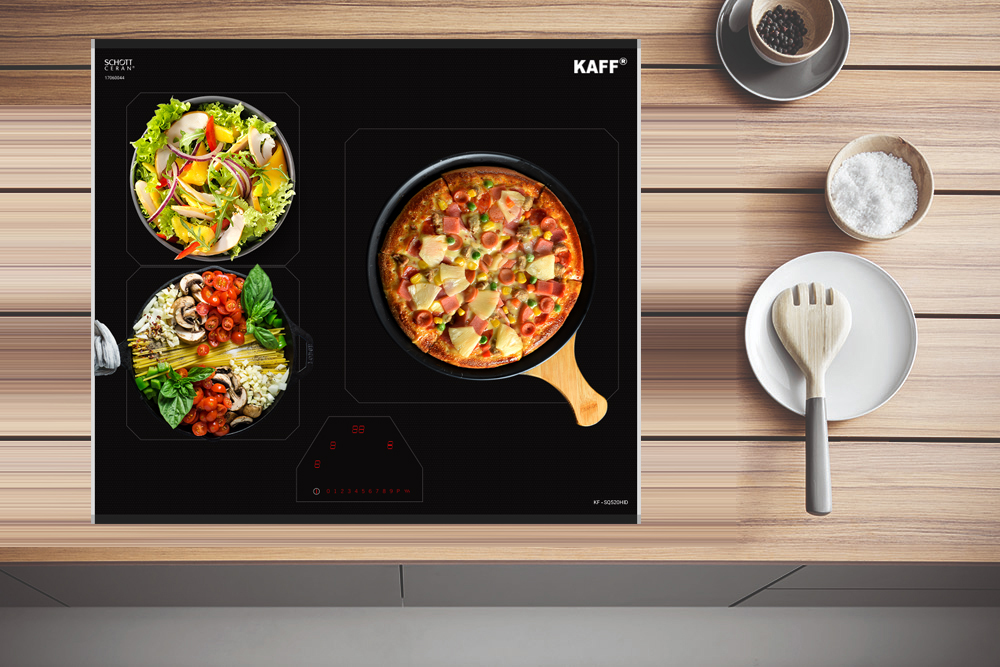 Bếp từ Kaff KF-SQ520HID - 3 vùng nấu với tổng công suất 7000W