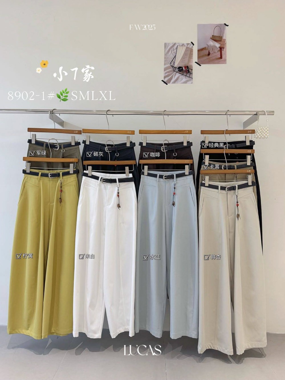 Lucas - Quần kaki ống suông 8902-1 túi V ngược + belt + charm