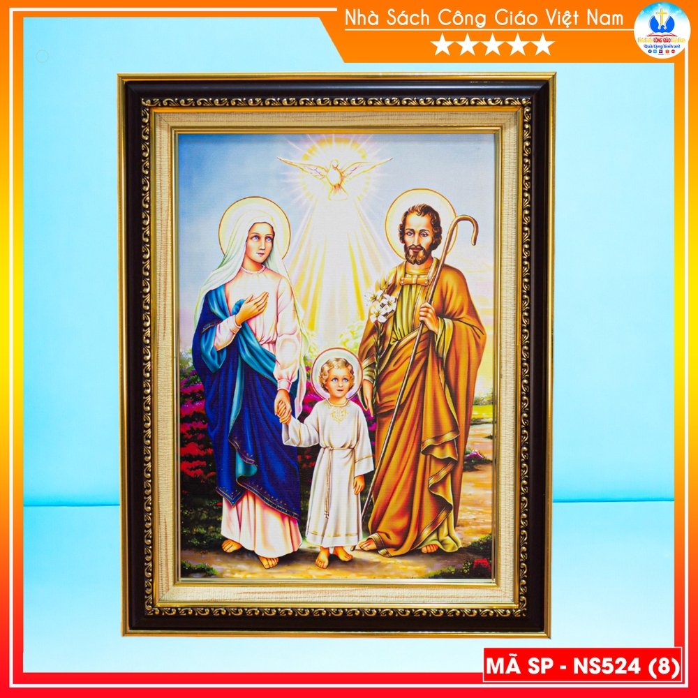 Tranh Canvas cao cấp Gia Đình Thánh Gia mẫu 2 - Quà tặng Công Giáo - In hình theo yêu cầu - NS524-2_thumbnail_0