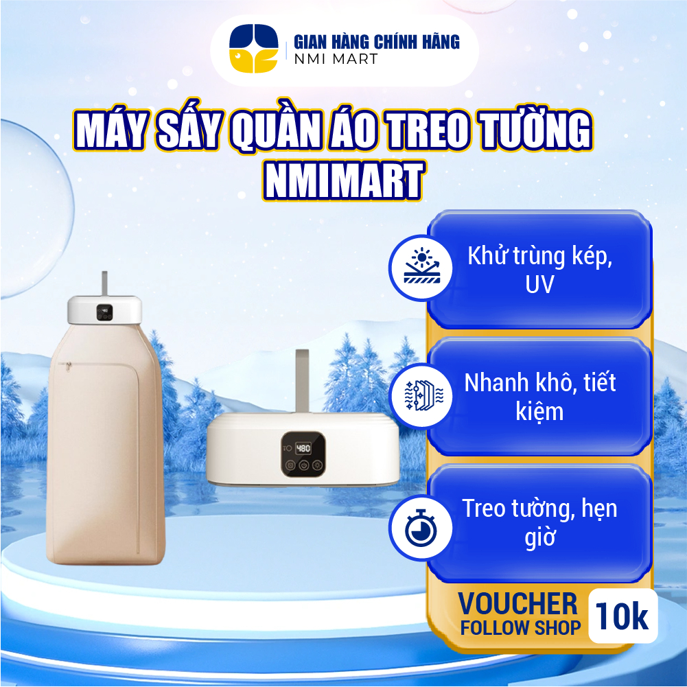 Máy Sấy Quần Áo NMIMART Đa Năng Treo Tường Gấp Gọn Khử Trùng Khử Khuẩn, 2 Chế Độ Sấy, Tiết Kiệm Diện Tích- SQA01