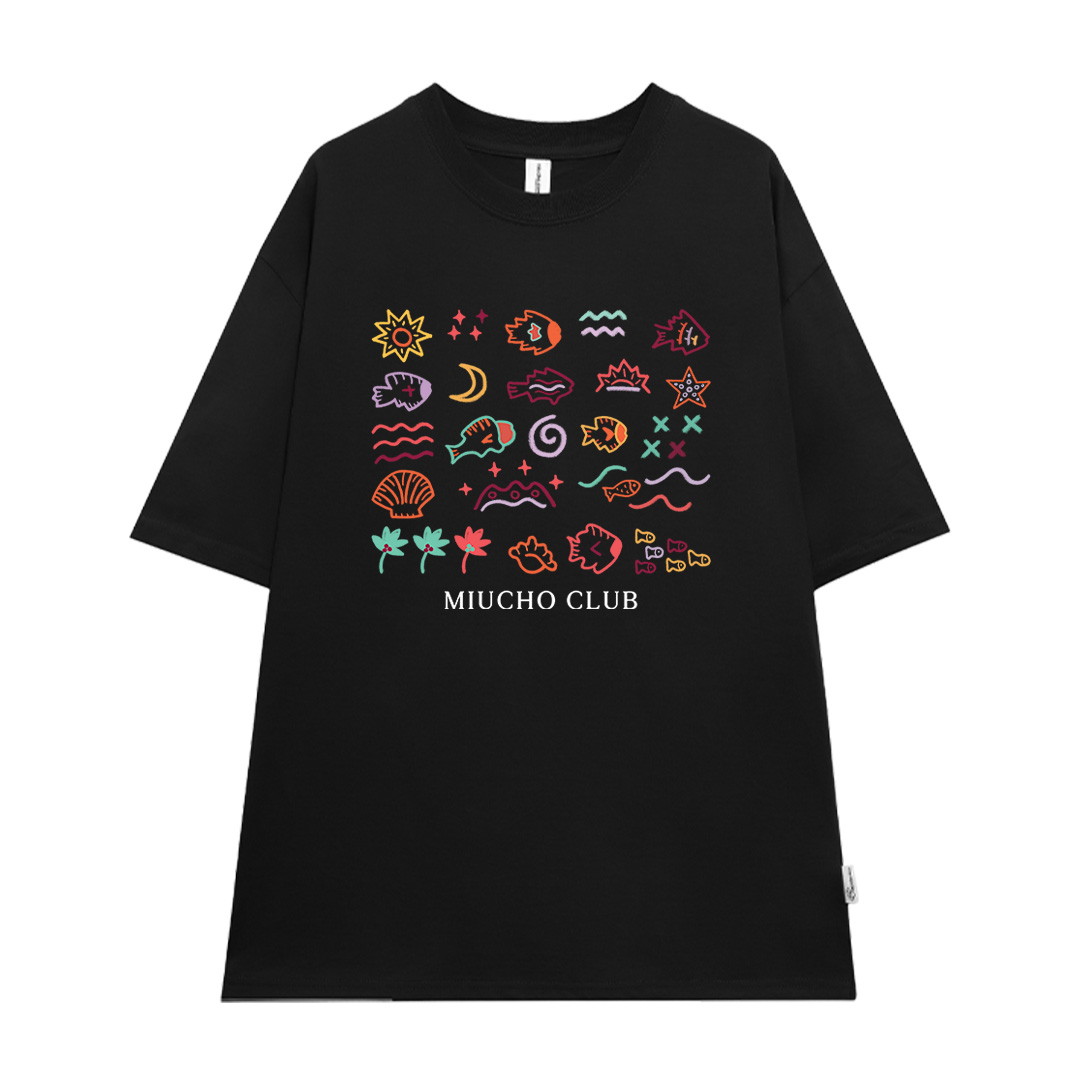 Áo thun form rộng unisex mùa hè ATD1041 Miucho vải cotton tay lỡ cổ tròn in artwork_thumbnail_11