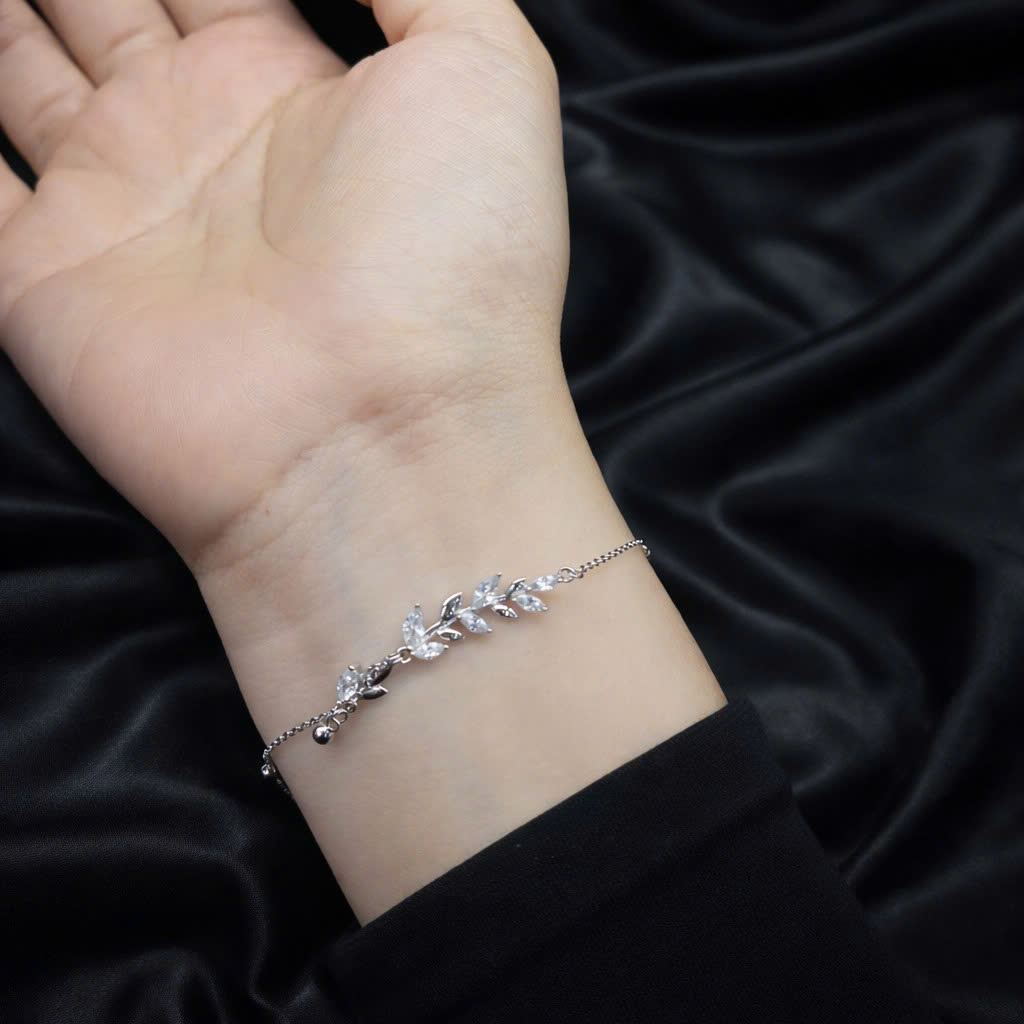 vòng tay bạc xi bạch kim charm hoa lá thiên nhiên_thumbnail_4
