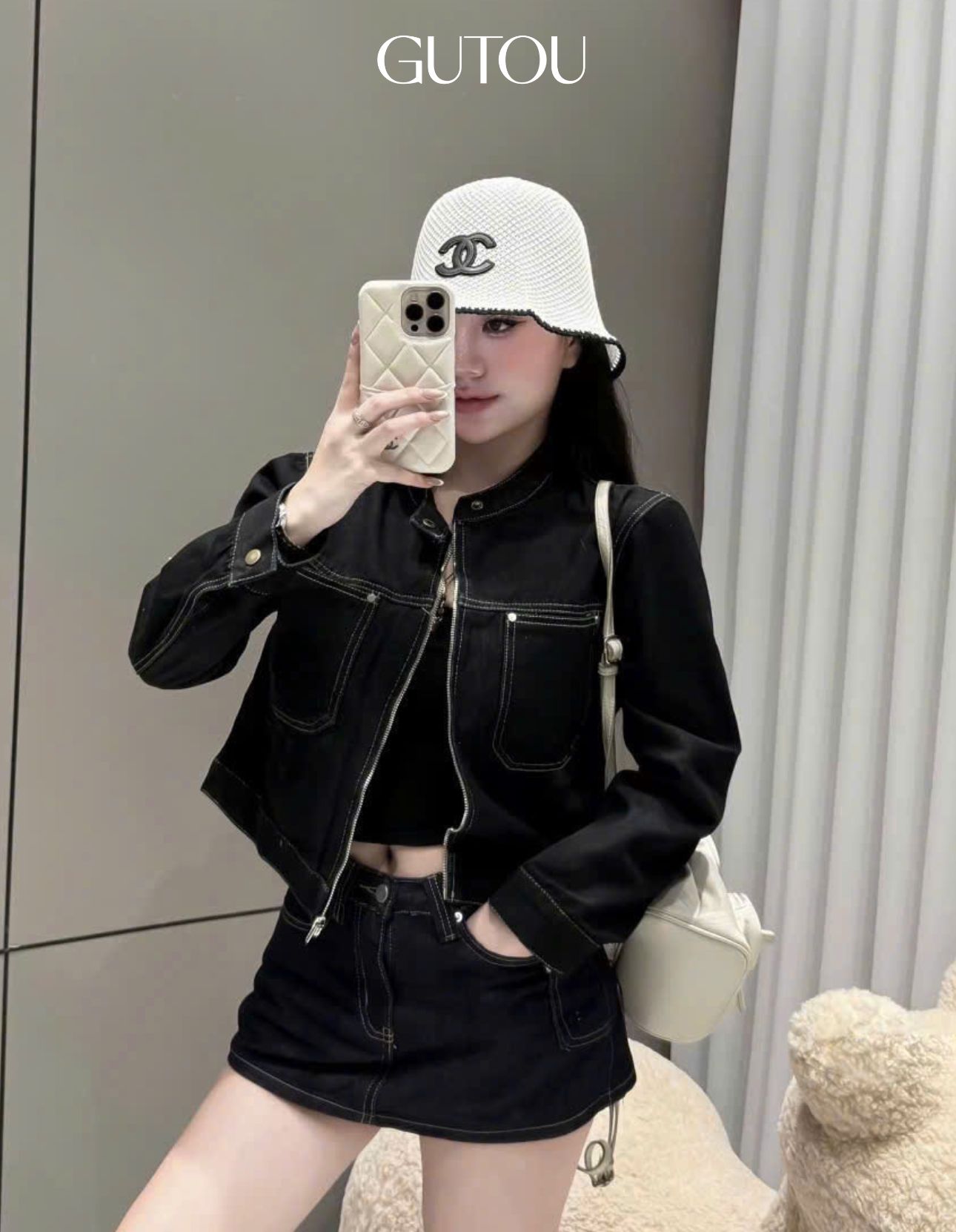 [ GUTOU ] Áo Khoác Jean Basic Cổ Trụ Túi Hộp_thumbnail_6