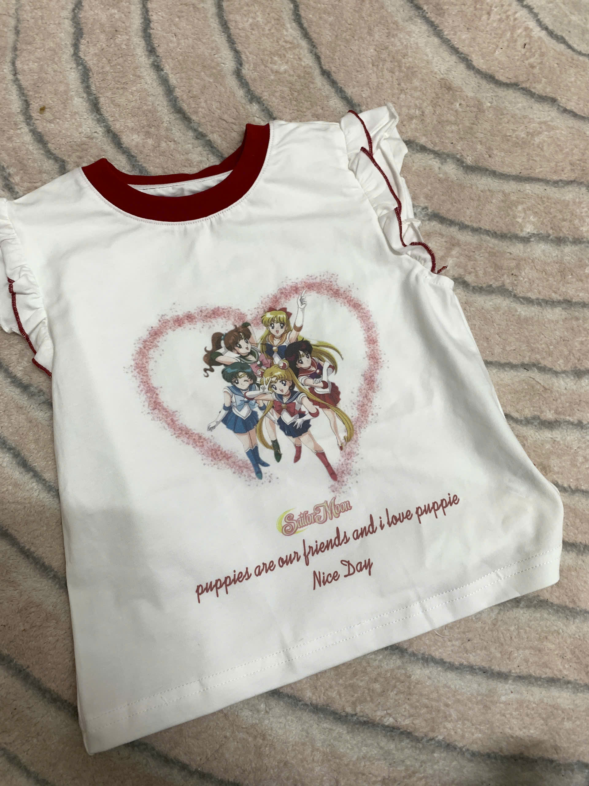 (A120) Áo thun tay bướm viền đỏ hoạ tiết thuỷ thủ