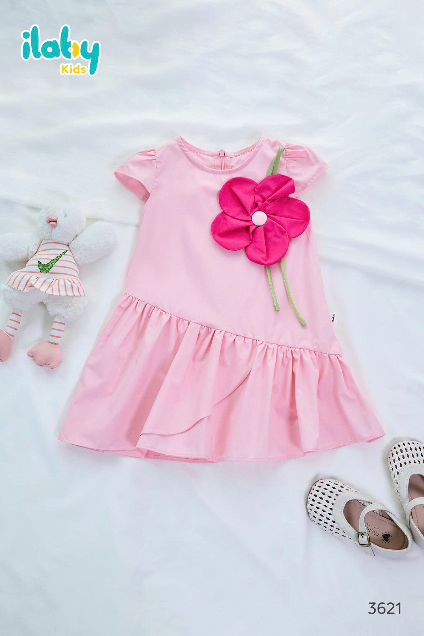 Váy thô tùng chéo hoa nổi màu