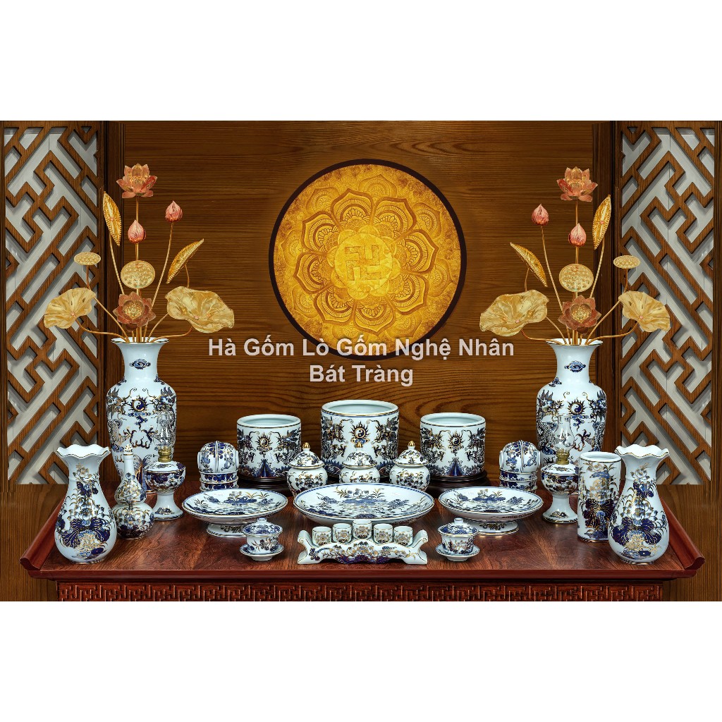 1m -1m4 Đồ Thờ Cúng Men Lam Vẽ Kỹ Ban - Lò Gốm Nghệ Nhân Chế Tác Bát Tràng Cao Cấp_thumbnail_6