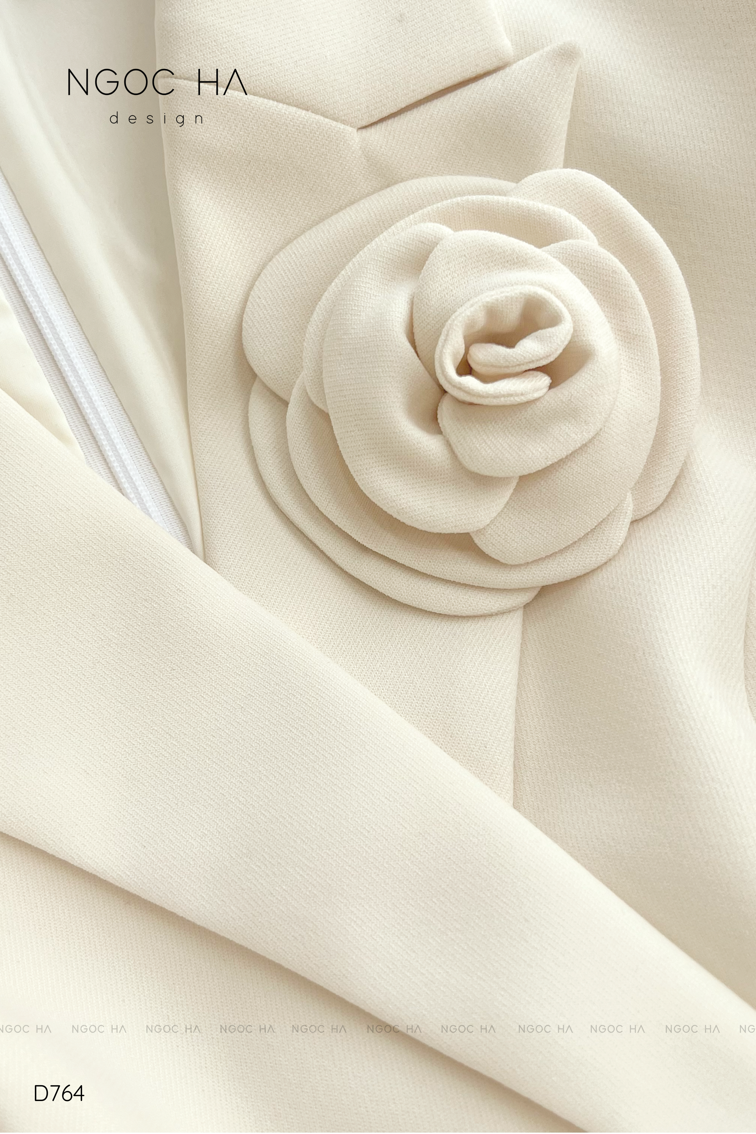 Cannes Dress_Đầm Vest Tay Dài Đính Hoa Màu Kem D764_thumbnail_7