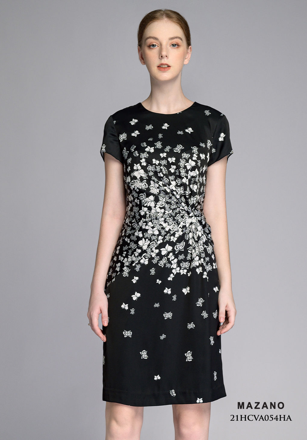 Váy đen họa tiết bướm trắng xoắn eo_thumbnail_2