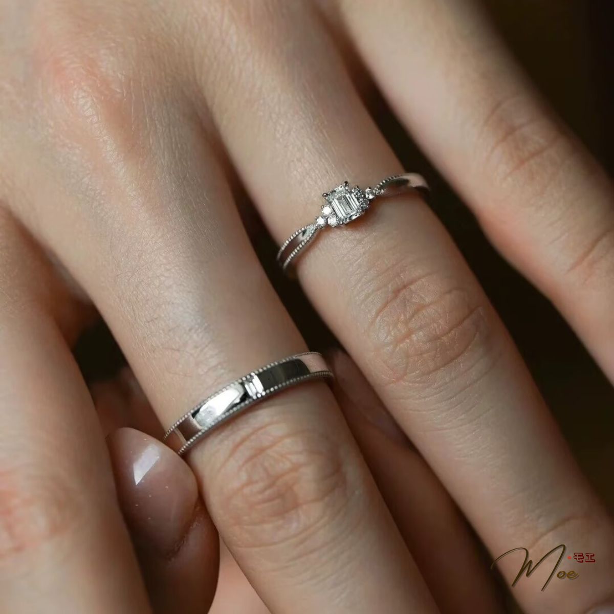 ĐN108 - Nhẫn đôi đá vuông pha lê freesize_thumbnail_3