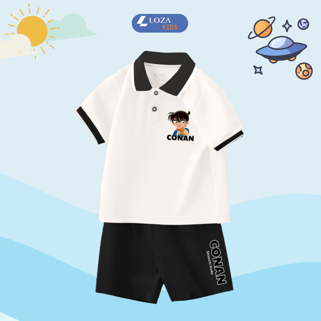 Bộ đồ polo bé trai in hình Conan - Loza Kids BV280_thumbnail_2
