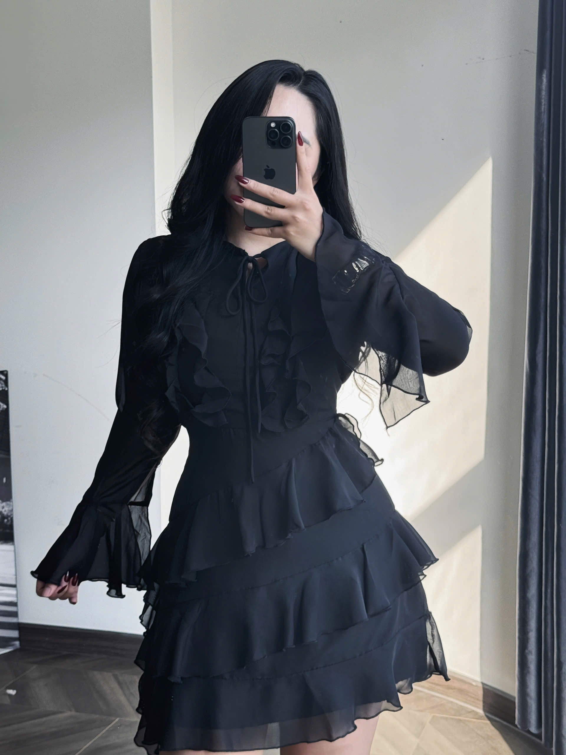 Đầm voan kiểu bèo nhún bigize DA150 dành cho nàng béo mập từ 55-95kg_thumbnail_8