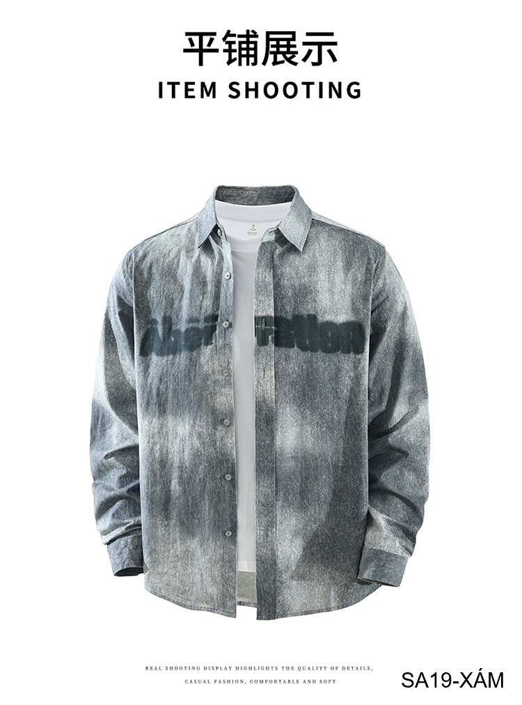 SA19 - Áo sơ mi nam dáng rộng phong cách streetwear, họa tiết in chữ, chất cotton mềm mại_thumbnail_10