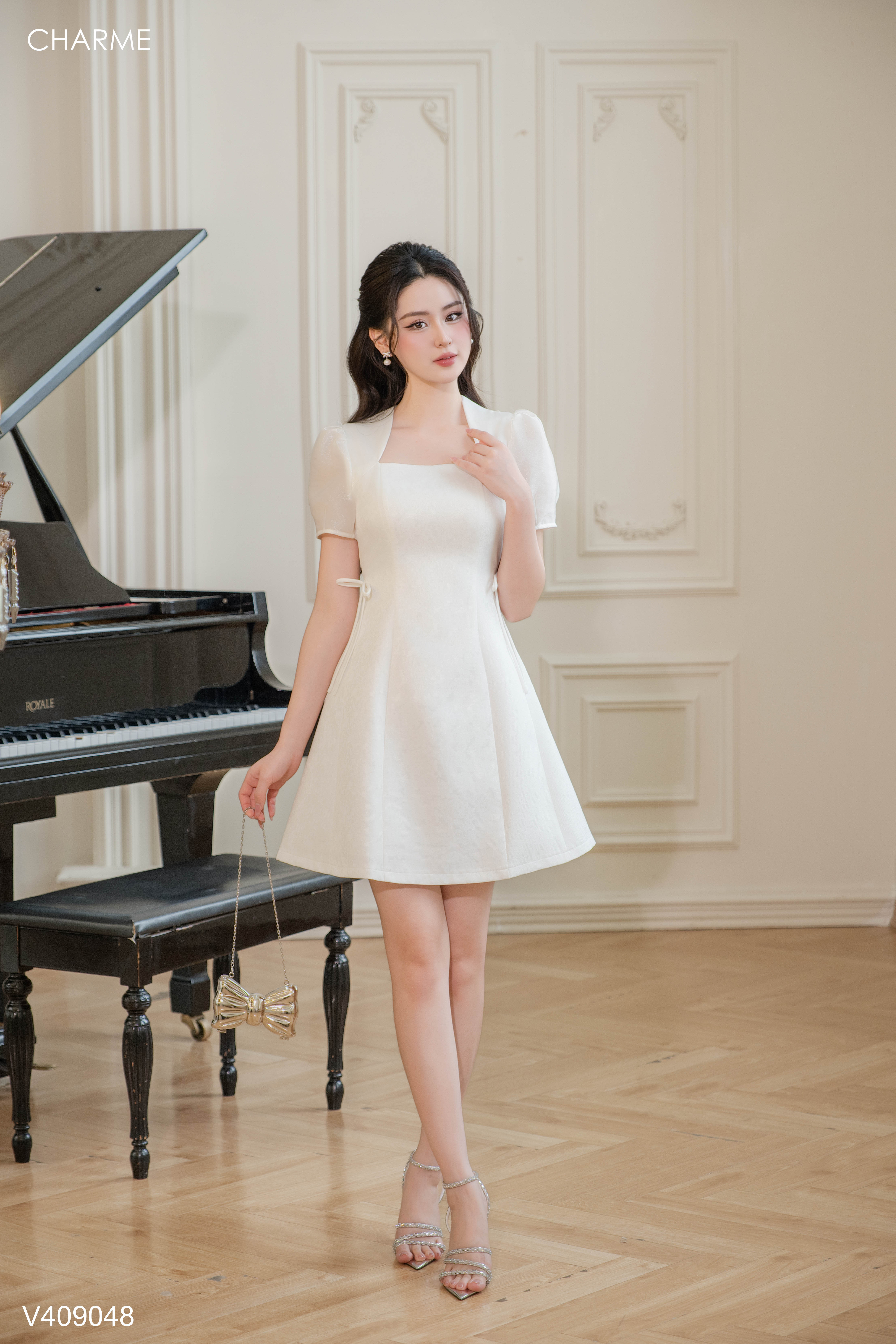 Váy cổ vuông chéo đính nơ_thumbnail_2