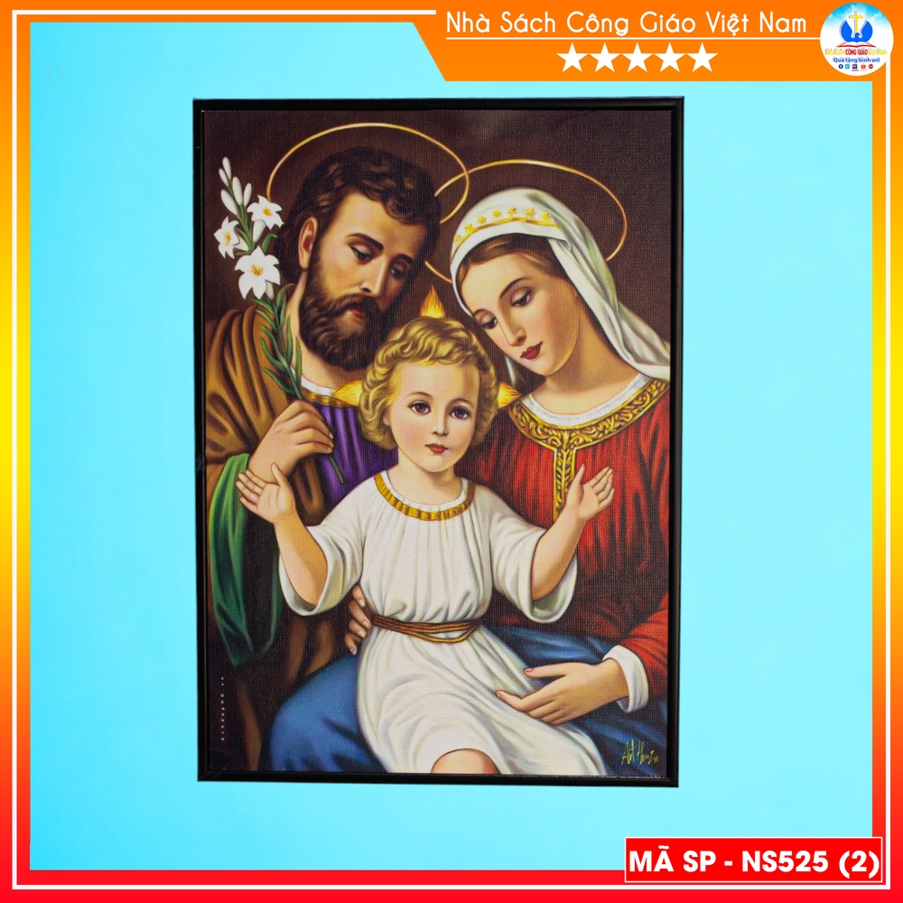 Tranh Canvas cao cấp Gia Đình Thánh Gia 21x30cm mẫu 1 - Quà tặng Công Giáo - In hình theo yêu cầu - NS525-1_thumbnail_0