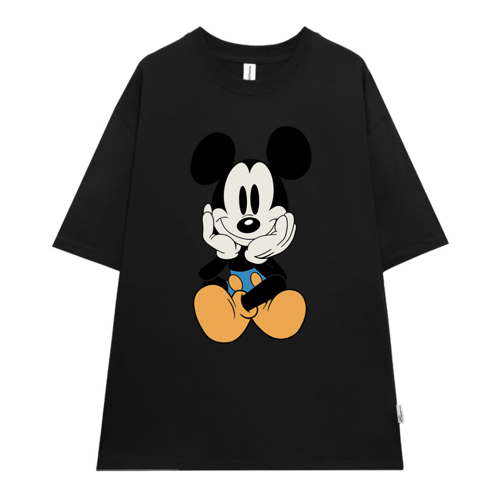 Áo thun unisex form rộng ATD71 Miucho chất vải cotton in hình chuột Mickey