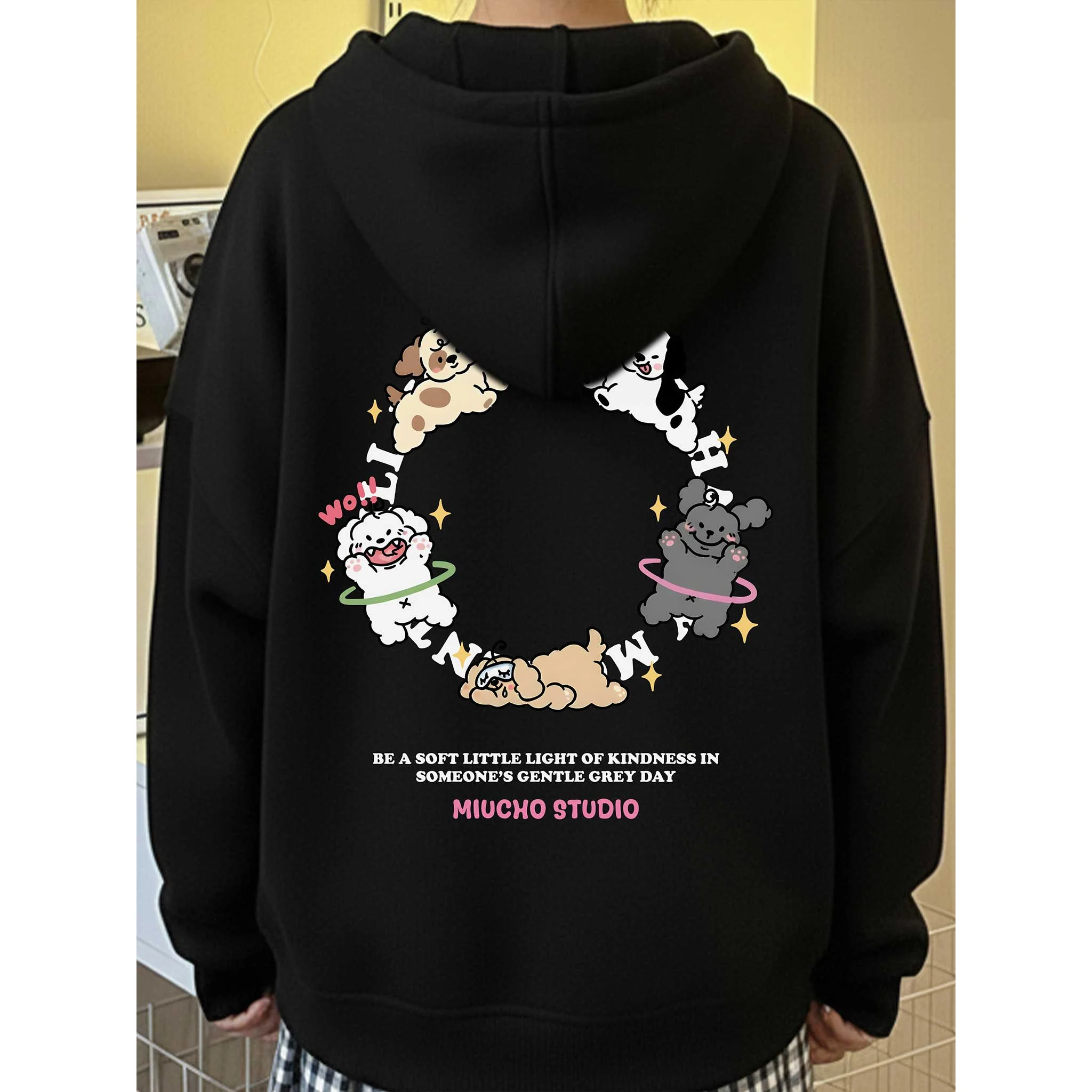 Áo hoodie zip boxy Miucho vải nỉ 2 da cao cấp dày dặn khóa kéo hình in dễ thương 2845_thumbnail_3