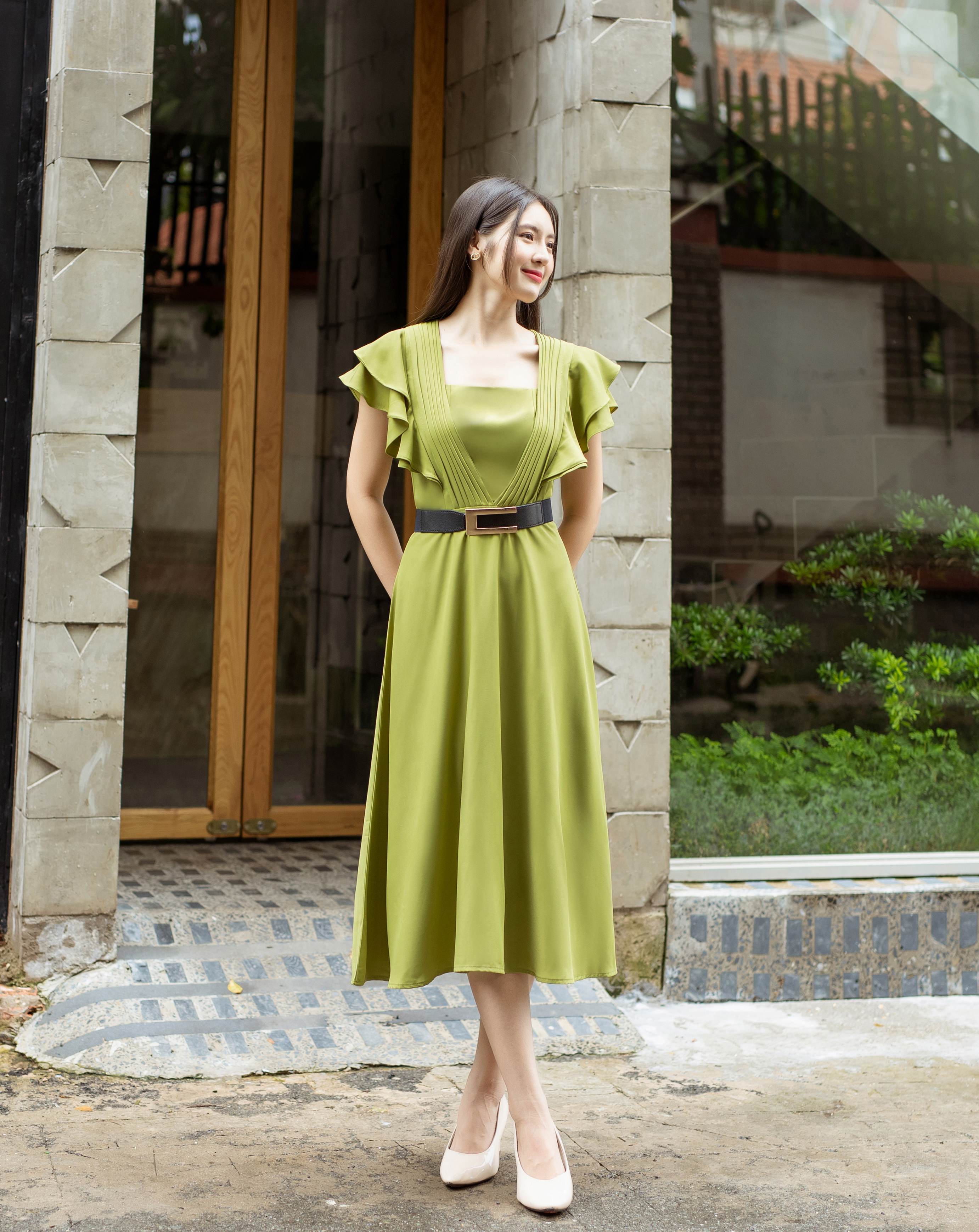 Đầm xòe tay cánh tiên xếp ly sang trọng_thumbnail_4