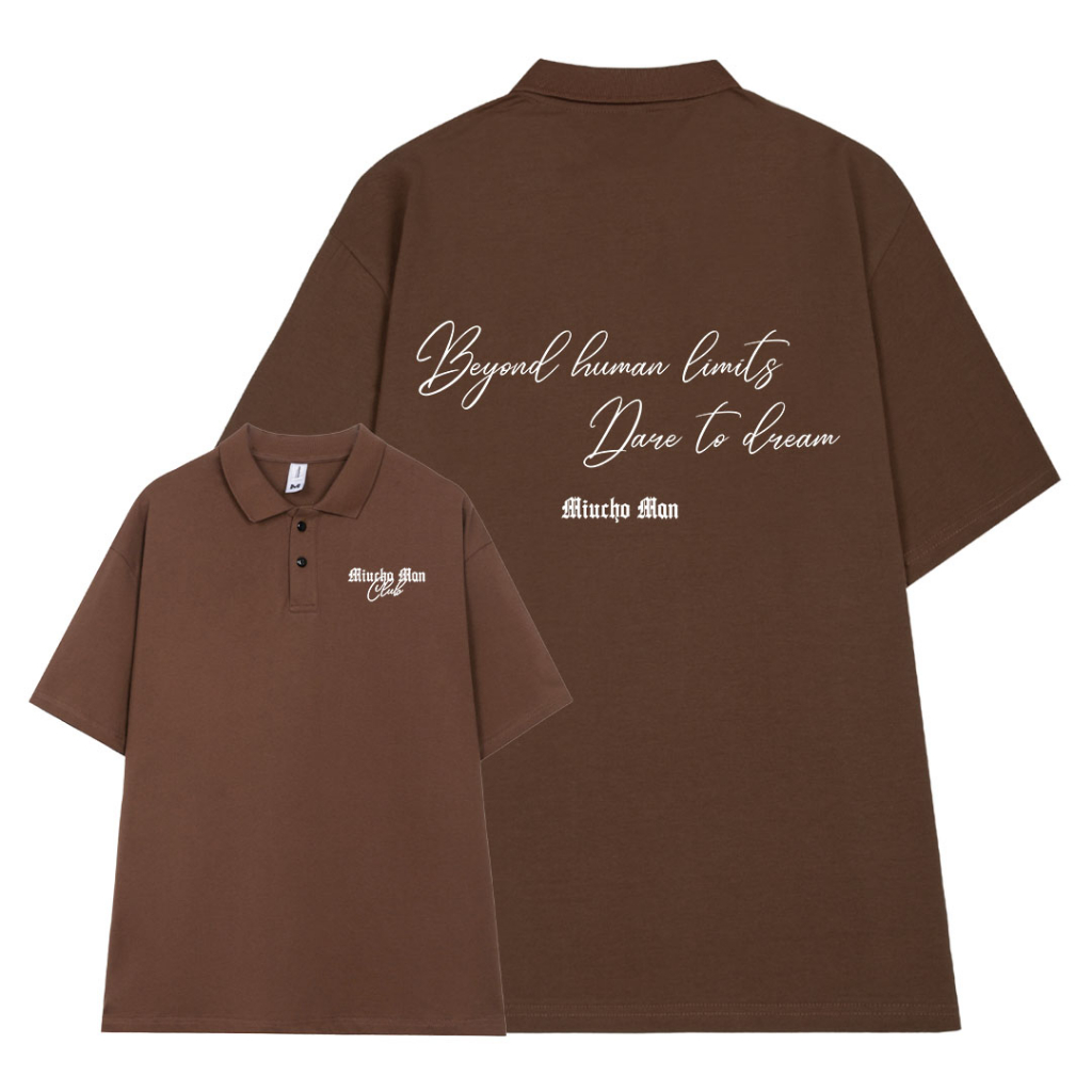 Áo polo nam form rộng đẹp PLD195 Miucho Man tay lỡ vải cotton mềm mại cho nam in Typography_thumbnail_7
