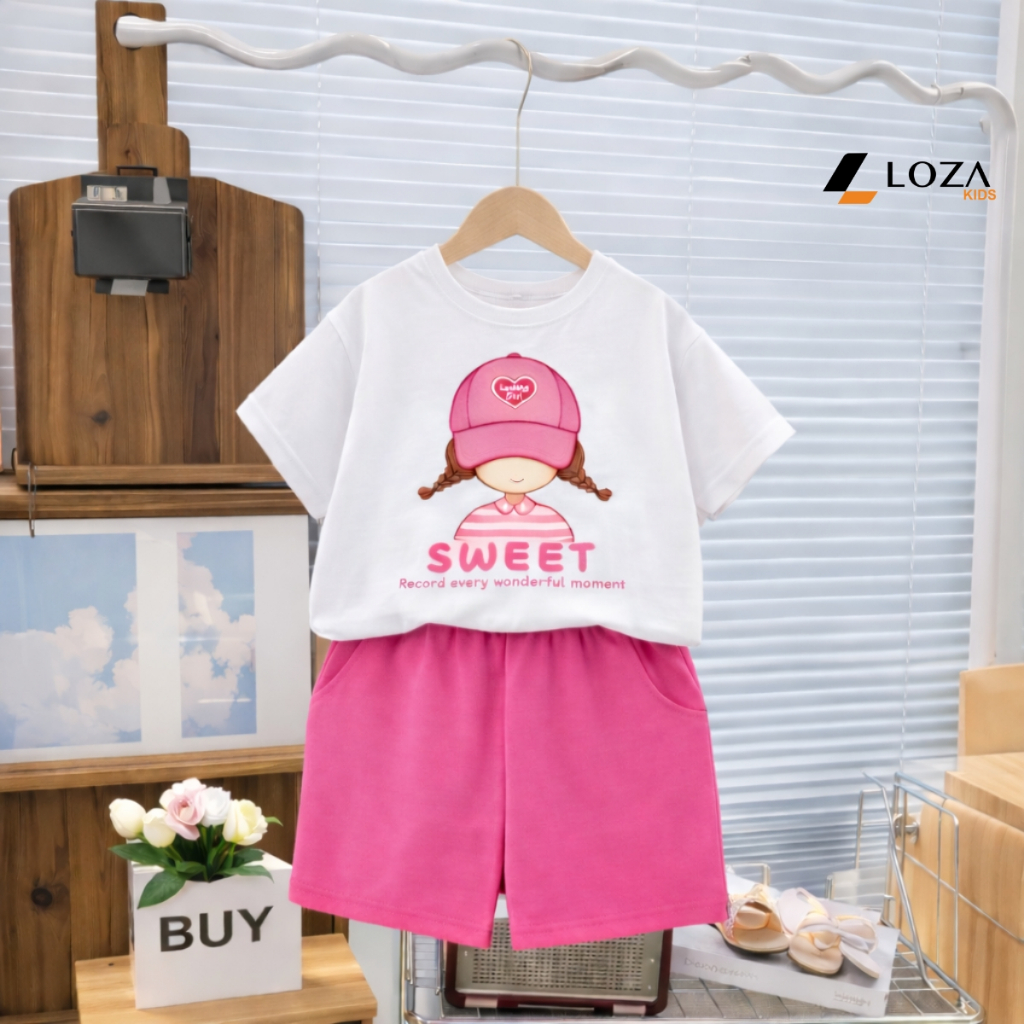 Set bộ bé gái hình bé gái đội mũ SWEET_thumbnail_2