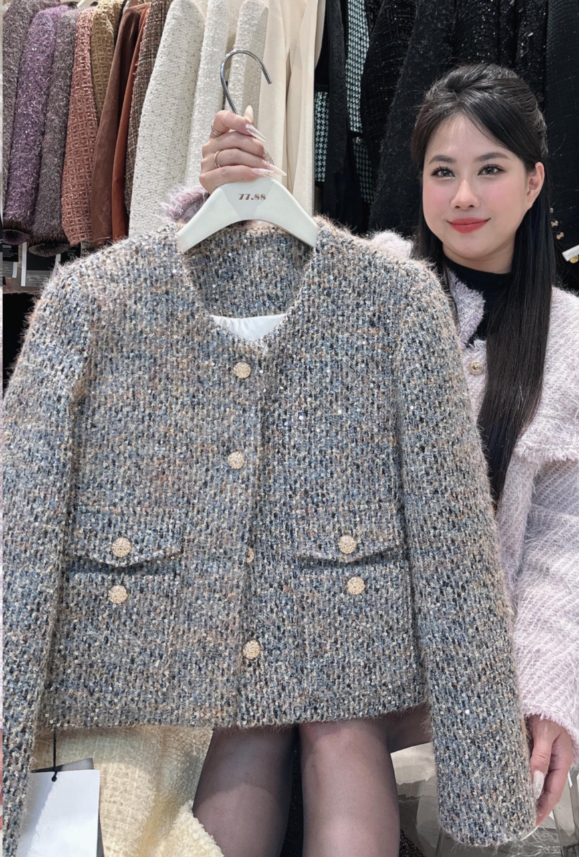 Áo dạ lông kim tuyến - V5