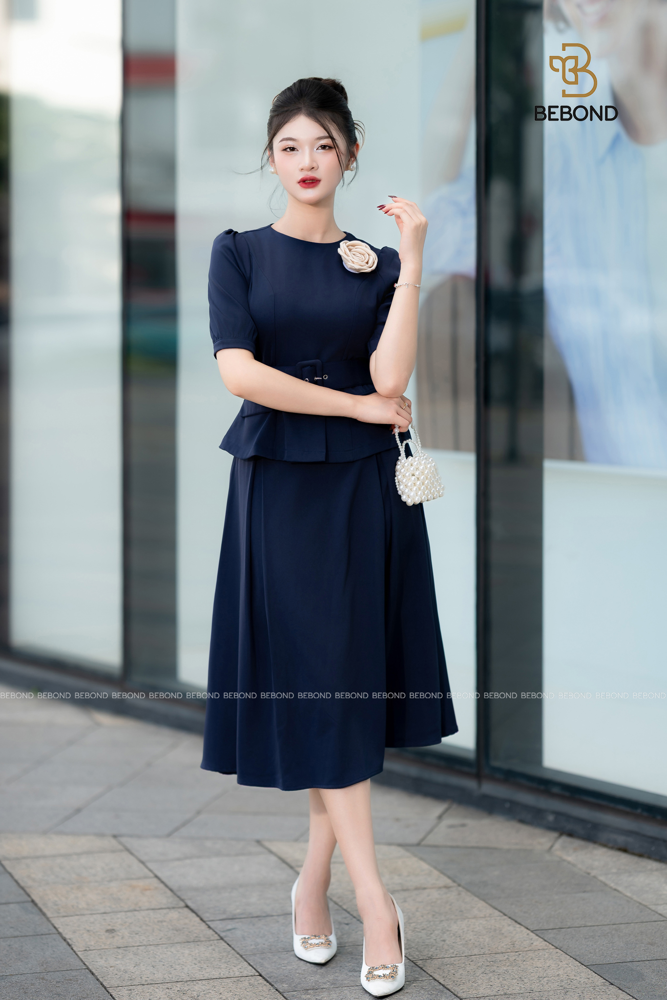 SET vest tay phồng TRISTAN màu XANH THAN