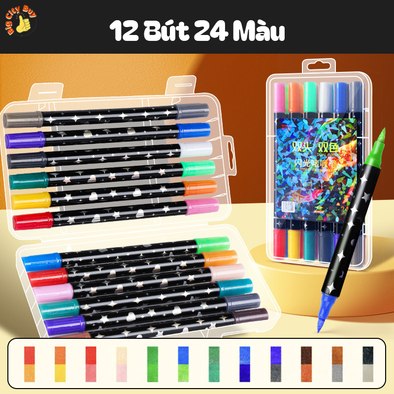 Bút Dạ Quang Sao Lấp Lánh 2 Đầu 96 Màu Cho Bé Thỏa Sức Sáng Tạo